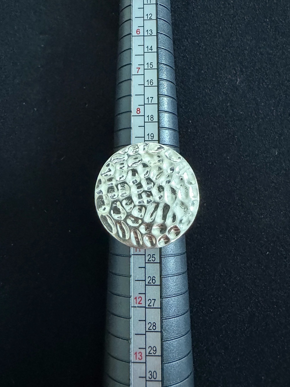 Vintage Style 925 Sterling Silver Hammered Disc Ring Sz 10 Boho Filigree Design